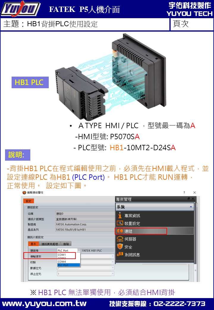 HB1 | 永宏HBI人機背掛PLC使用設定說明-宇佑科技股份有限公司